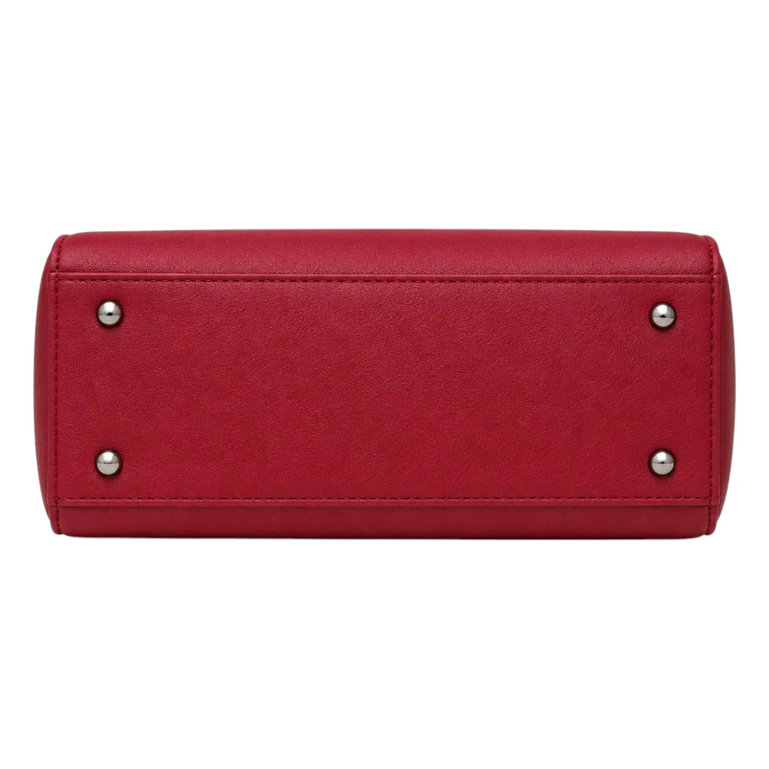 Handbags Collection Red Crimson Edge Zip Detail Handbag