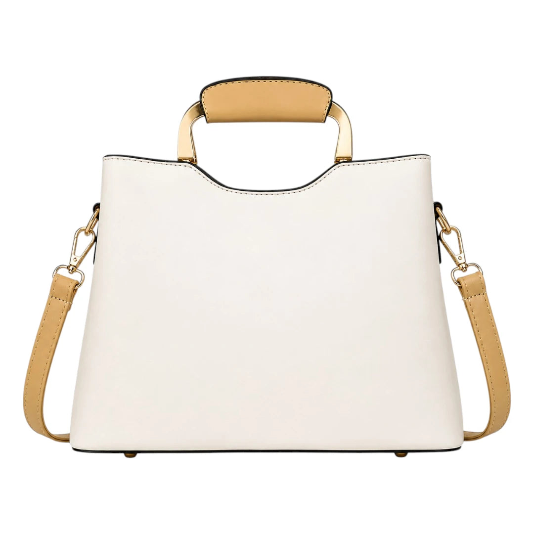 Handbags Collection Cream Butterfly Charm Color block Handbag