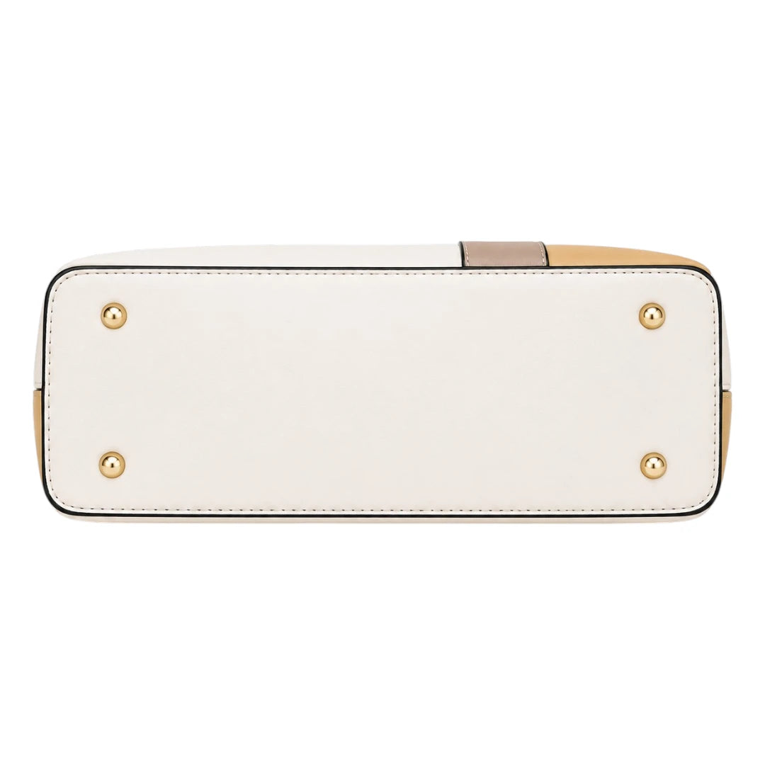 Handbags Collection Cream Butterfly Charm Color block Handbag