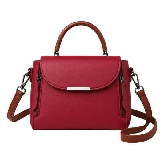 Handbags Collection Red Crimson Edge Zip Detail Handbag