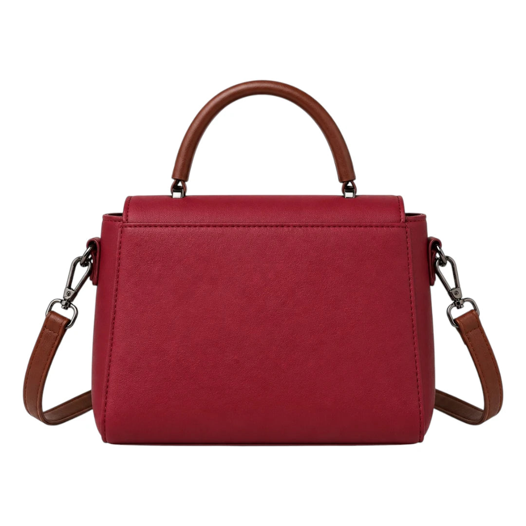 Handbags Collection Red Crimson Edge Zip Detail Handbag