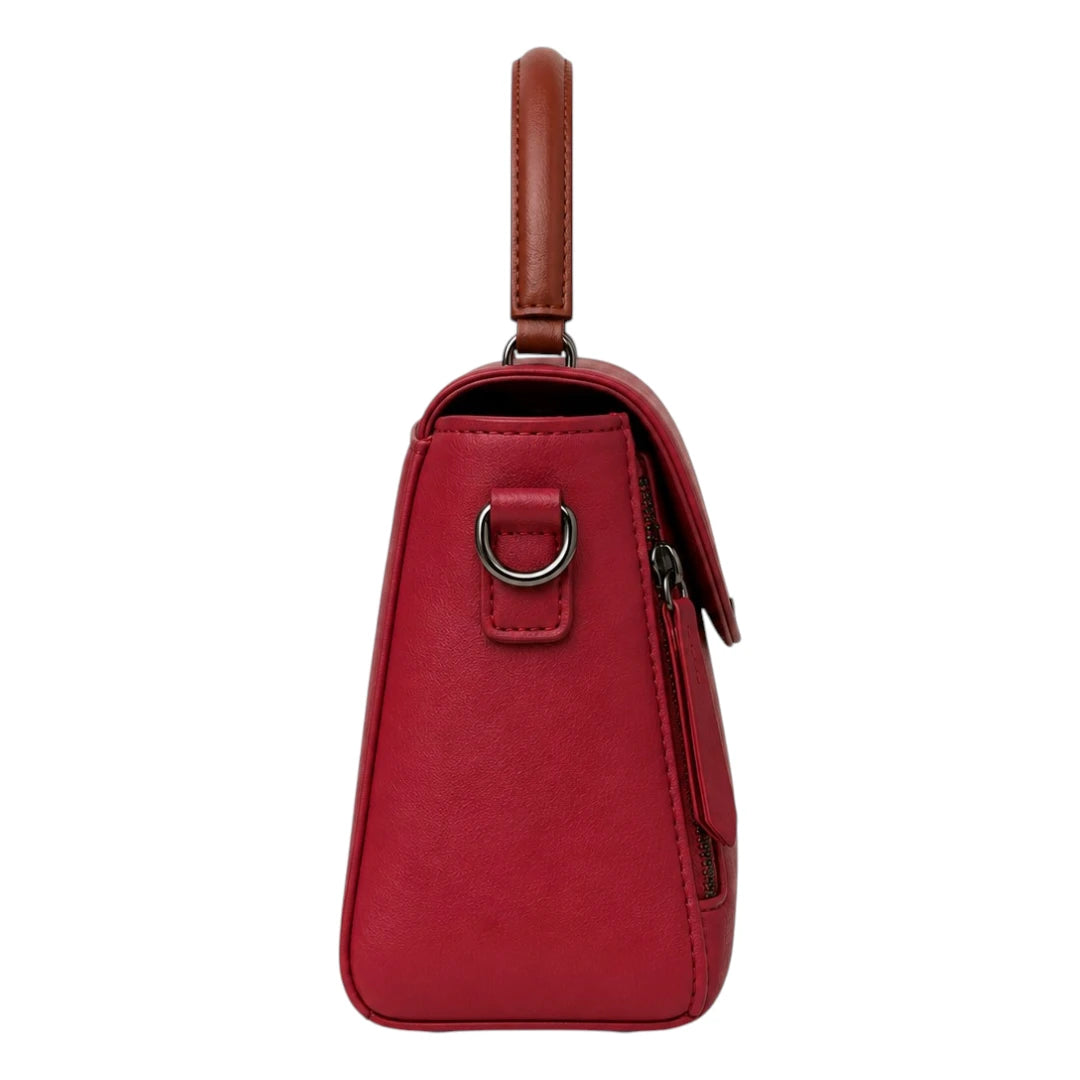 Handbags Collection Red Crimson Edge Zip Detail Handbag
