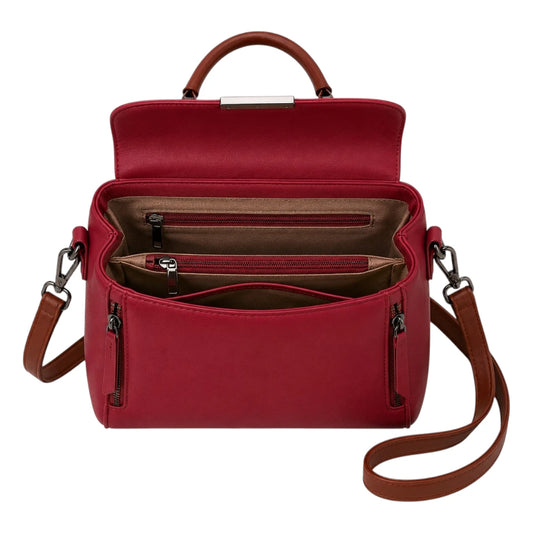 Handbags Collection Red Crimson Edge Zip Detail Handbag